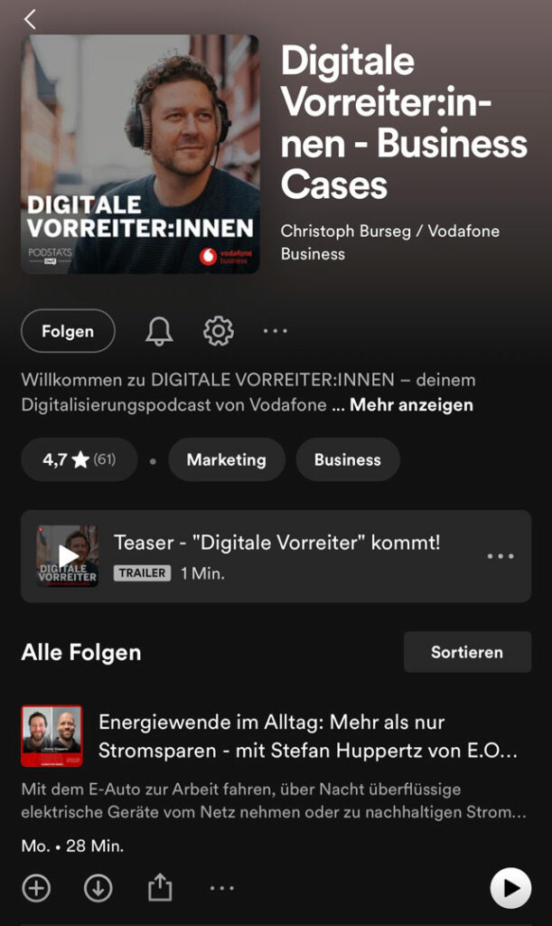 Vodafone Business Podcast: Digitale Vorreiter*innen Screenshot